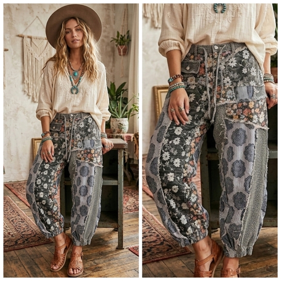 POL Floral Patchwork Joggers - Picture 5 of 5